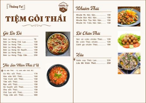 a page of a menu for a restaurant at Tháng Tư Glamping in Ha Tien