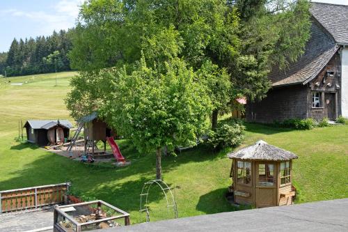 an aerial view of a backyard with a playground at Gasthaus Heiligenbrunnen in Titisee-Neustadt