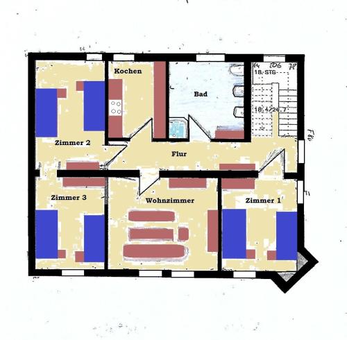 a floor plan of a house at Charmante Monteurwohnung Ferienwohnung bei Berlin, Tesla in Spreenhagen
