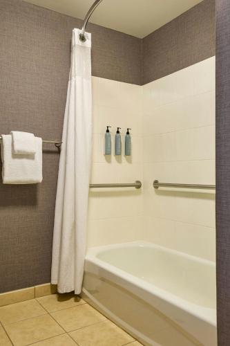 a bathroom with a white tub and a shower at Residence Inn by Marriott Tallahassee Universities at the Capitol in Tallahassee