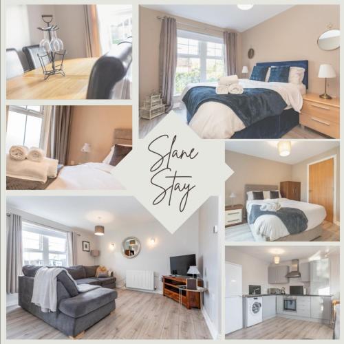 a collage of photos of a hotel room at Slane Stay, Belfast in Belfast