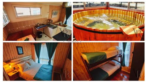 a collage of pictures of a bathroom with a tub at Algarrobo playa Canelo Cabaña opción Tinaja in Algarrobo