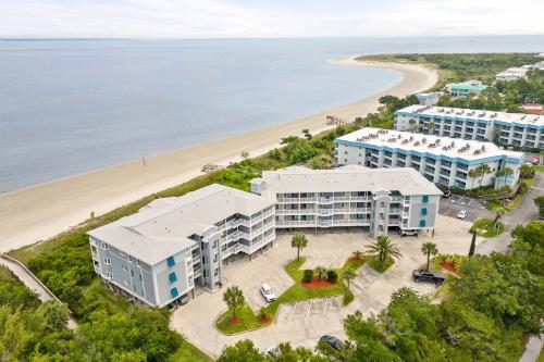 an aerial view of a resort and the beach at Bay View Villas 106 in Tybee Island