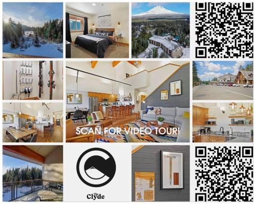 a collage of pictures of a house at THE CLYDE - Your Cozy & Luxurious Mt Hood Retreat in Government Camp