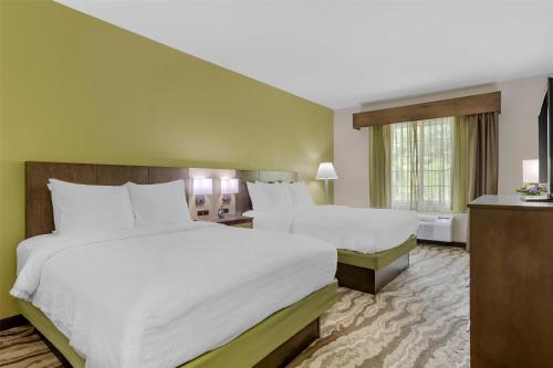 a large hotel room with two beds and a window at Best Western Plus River Escape Sylva / Dillsboro in Dillsboro