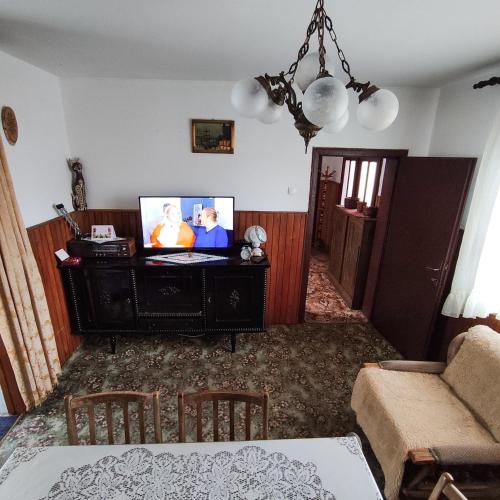 a living room with a tv and a couch at Porodična Oaza Kosjerić - Family House in Kosjerić