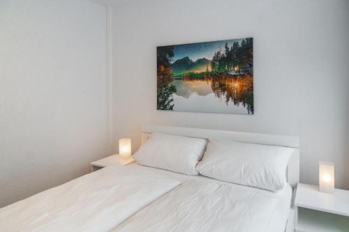 Una cama o camas en una habitación de Damhirsch