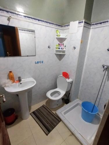 a bathroom with a toilet and a sink at AZEMMOUR appart in Azemmour