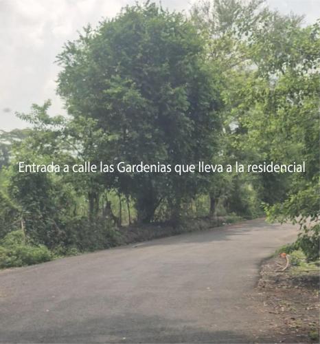 an empty road with a tree on the side of it at A good rest upon arrival or departure from your trip just 7 minutes from El Salvador's airport in Las Flores