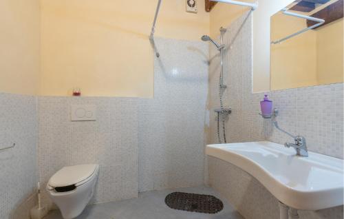 a bathroom with a sink and a toilet and a shower at Nice Apartment In Borgo A Mozzano in Borgo a Mozzano
