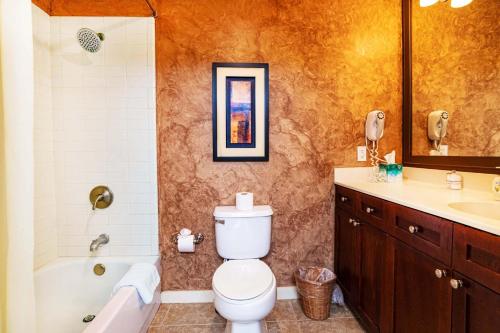 a bathroom with a toilet and a tub and a sink at Studio with preserve view and balcony 4212-SP in Saint Augustine