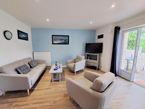Χώρος καθιστικού στο Holiday Home in Telgruc-sur-Mer by Sandy Beach