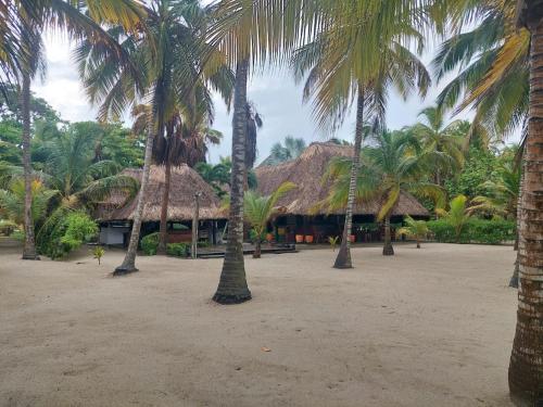 Κήπος έξω από το Cabaña frente al mar en la playa del Calao