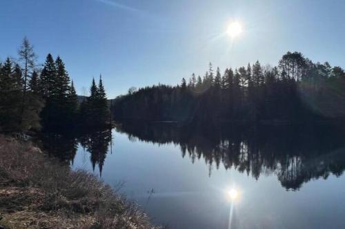 a lake with the sun reflecting on the water at Entire Home in Lake of Bays -Huntsville Muskoka Algonquin in Dwight