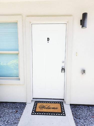 a welcome mat in front of a door at Apartment 3 bedrooms 40 minutes from South Padre in Weslaco