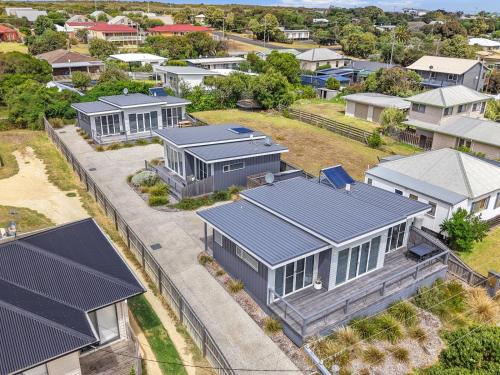 an overhead view of a row of houses with roofs at Eastern Reef Villas in Port Campbell