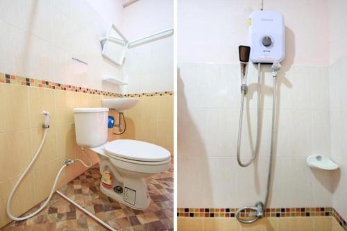 Ban Tha KupOYO 1091 Sabye Dee Resort @soikotang的浴室设有卫生间和淋浴,两幅图片