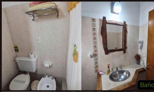 a small bathroom with a toilet and a sink at Onozone Junior in Capilla del Monte