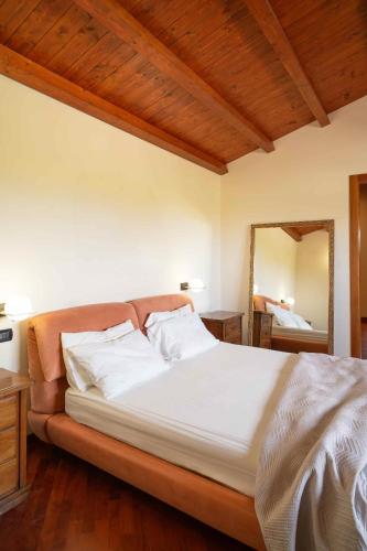 a bedroom with a large bed and a mirror at Sammit holiday home in Michelica