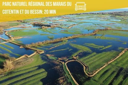 a map of the marshes with a bus at Maharaja - Grande Maison & Terrasse Plage in Isigny-sur-Mer