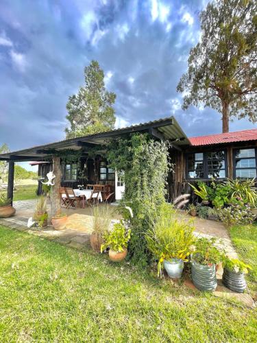 a house with potted plants in front of it at The Barn by YourHost Nanyuki Kenya in Nanyuki