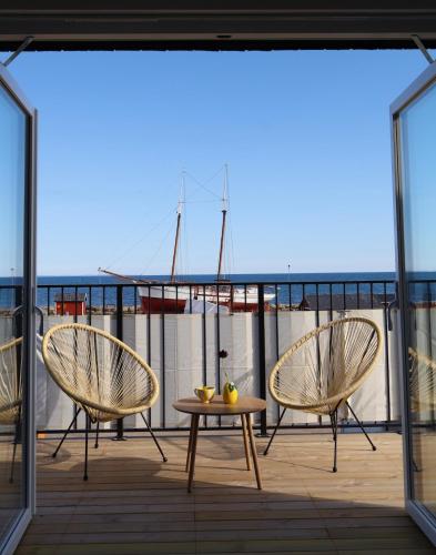 Balkoni atau teres di Penthouse over the harbour