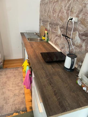 a kitchen with a sink and a counter top at AVIZJA Living in Korneuburg
