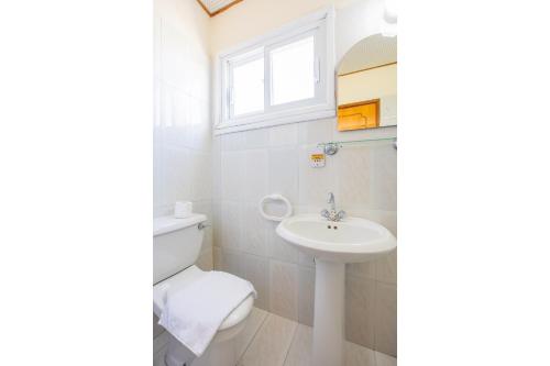 a bathroom with a toilet and a sink at Villa Christina in Argaka
