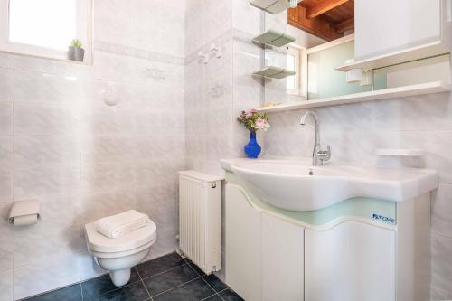 アギア・ペラギアにあるVilla Apollo Pelagiaの洗面台とトイレを備えた白いバスルーム