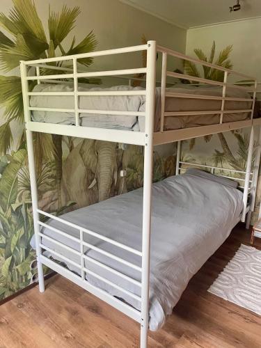 a bunk bed in a room with a white bunk bed at Rumah Bersama Kempenbos in Diessen