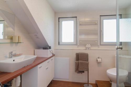 a bathroom with a sink and a toilet at Joos Boardinghouse in Radolfzell am Bodensee