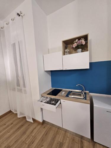 a small kitchen with a sink and a counter at Luna Rossa in Ladispoli