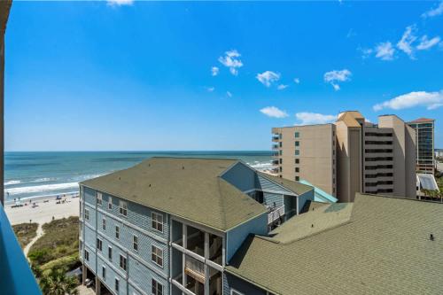 a view of the beach and buildings and the ocean at One bedroom ocean front condo - Verandas708 in Myrtle Beach