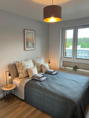 Postel nebo postele na pokoji v ubytování Sosnowe Apartamenty - Eco