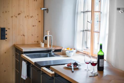 Dapur atau dapur kecil di Gästehaus berge