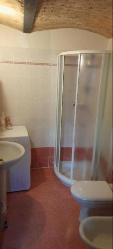 a bathroom with a shower and a sink at Ani's home in Monfalcone