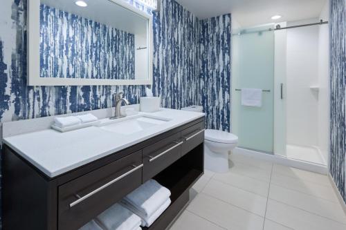a bathroom with a sink and a toilet at Home2 Suites by Hilton Greenville Downtown in Greenville