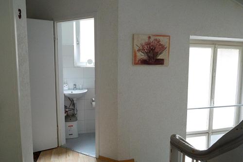 a bathroom with a sink and a mirror at Vip Apartment an den Thermen in Baden-Baden