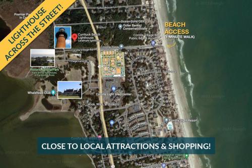 a map of a beach with a lighthouse at BCW30A - Waves Inn in Corolla
