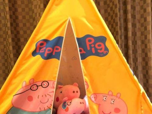 a toy sail boat with hello kitty on it at Jinhua World Trade Hotel in Jinhua