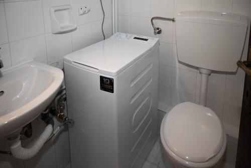 a small bathroom with a toilet and a sink at Step to Paradise in Pelion in Agios Ioannis Pelio
