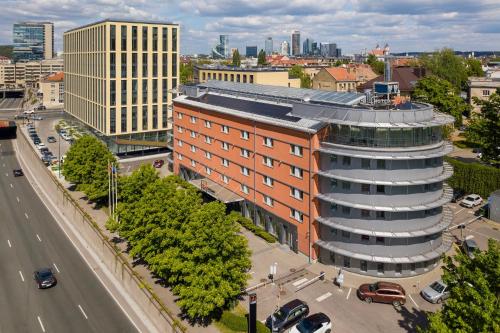 an aerial view of a building in a city at Art City Inn in Vilnius
