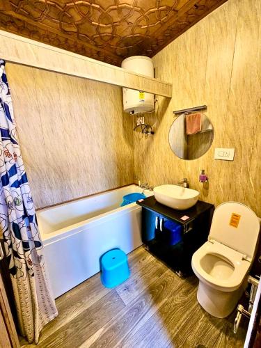 Un baño con inodoro, lavabo y bañera. en The Heritage Group Of Houseboats, en Srinagar