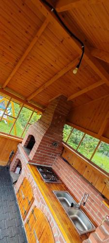 an overhead view of a kitchen in an attic at Casa Vis Bran in Bran