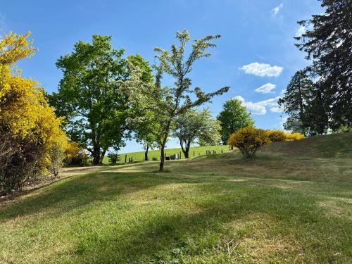 a park with trees on a grass field at La Remise - Les Chambres in Neufchâteau