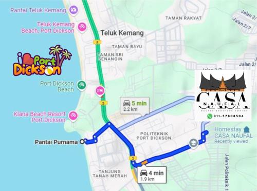 a map of the dubai kampala tour at ISLAMIC HOMESTAY CASA NAUFAL FULLY AIRCOND for 1LR 3BR in Port Dickson