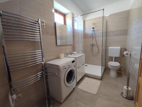 a bathroom with a washing machine and a toilet at Holiday home in Siófok (Töreki) in Siófok