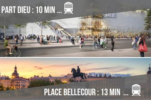 deux photos d'une ville avec des gens qui marchent et des gens qui montent à cheval dans l'établissement My Home, voituret 1, à Lyon