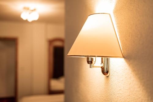 a lamp attached to a wall in a room at Berghotel zum Zirm in Collalbo