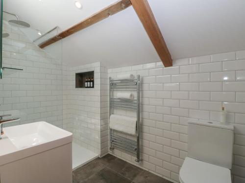 纽波特Graig Cottage的带水槽和马桶的白色浴室